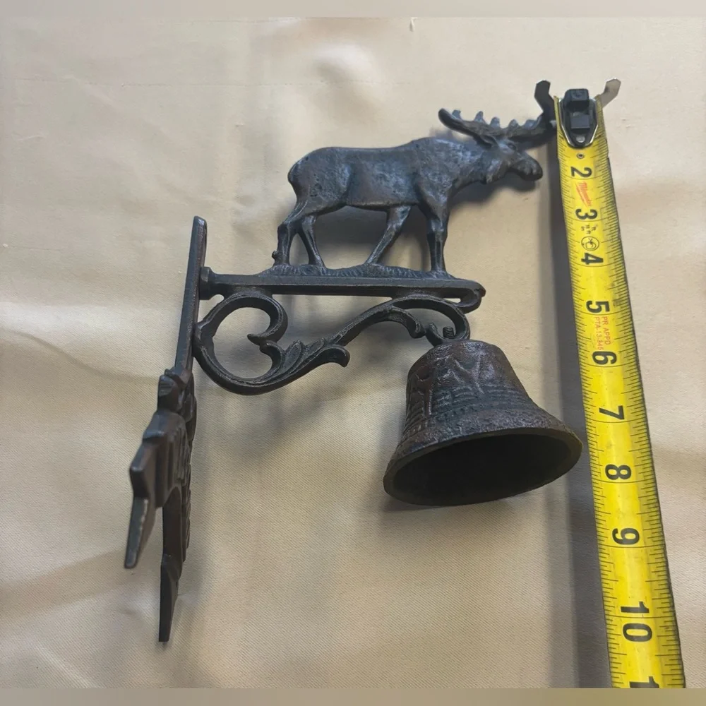 Cast Iron Moose Welcome Bell Wall Mounted Cabin‎ Decor Antique Brown NO BELL
